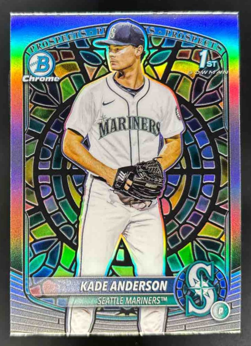 Card image for 2025 Bowman Draft Kade Anderson Chrome Etched In Glass Variation #BDC-3 Mariners