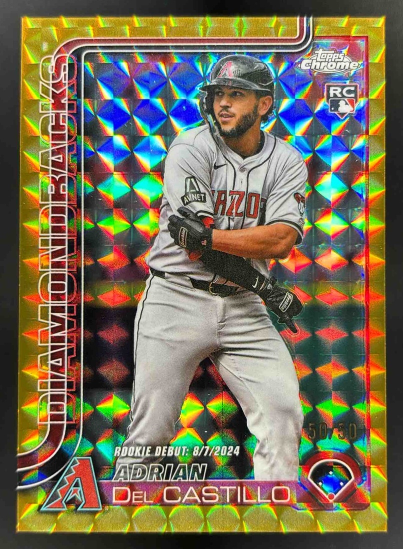 Card image for 2025 Topps Chrome Update Adrian Del Castillo Gold Geometric Refractor /50 RC