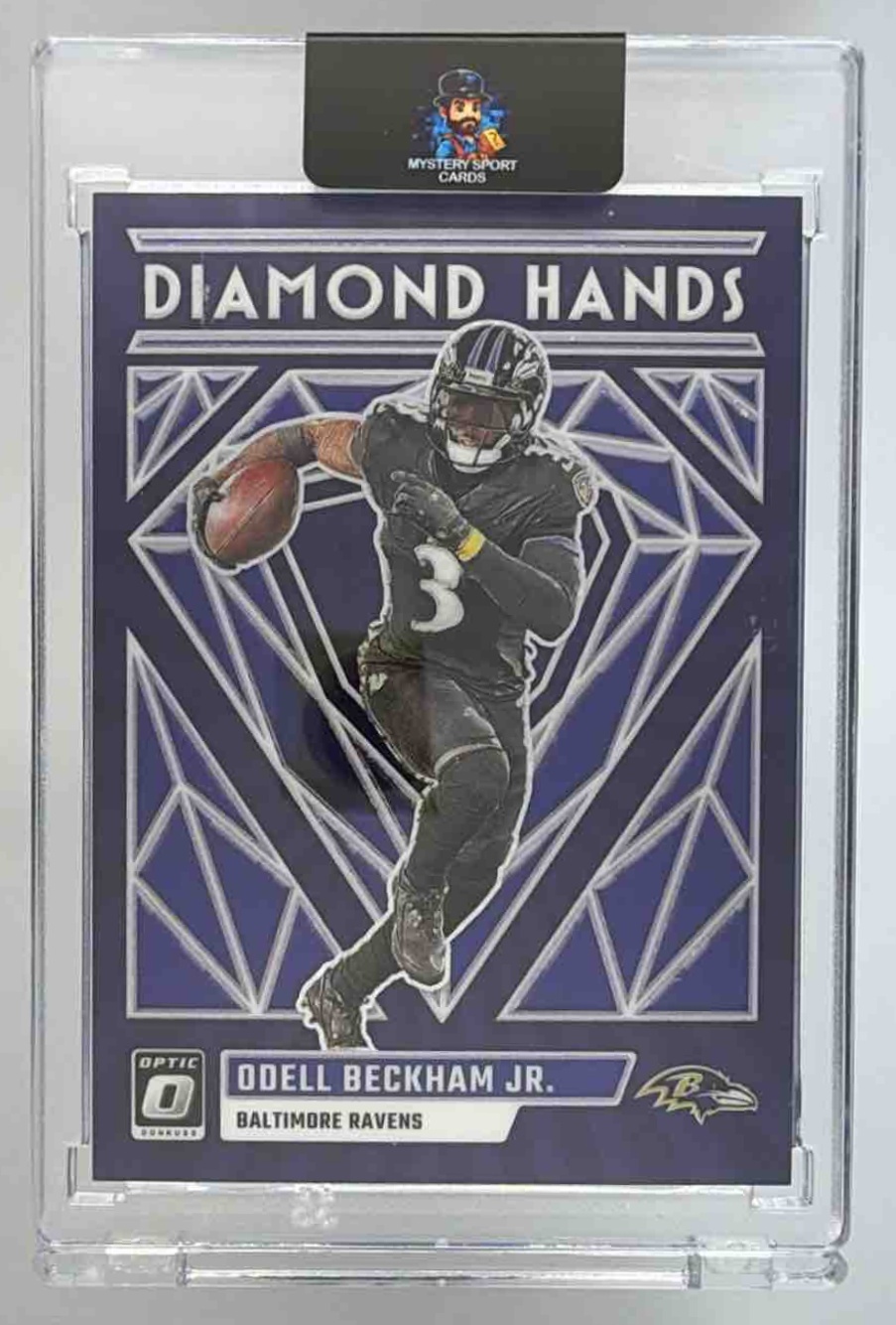 Card image for 2023 Panini Donruss Optic Odell Beckham Jr. Diamond Hands Purple Stars /25 #DH-OBJ Ravens