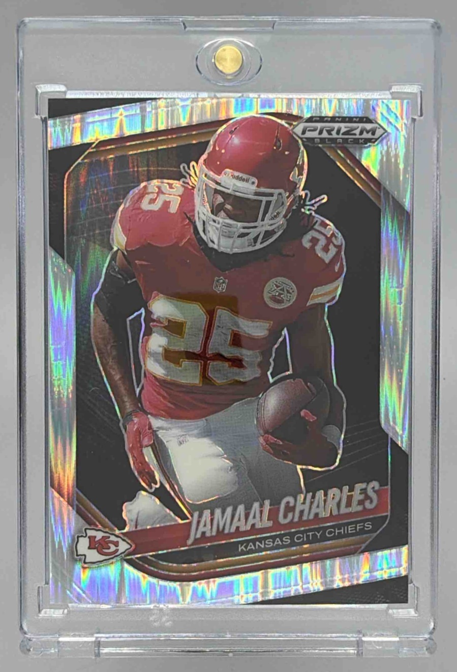Card image for 2025 Panini Prizm Black Jamaal Charles Skewed /249 #76 Chiefs