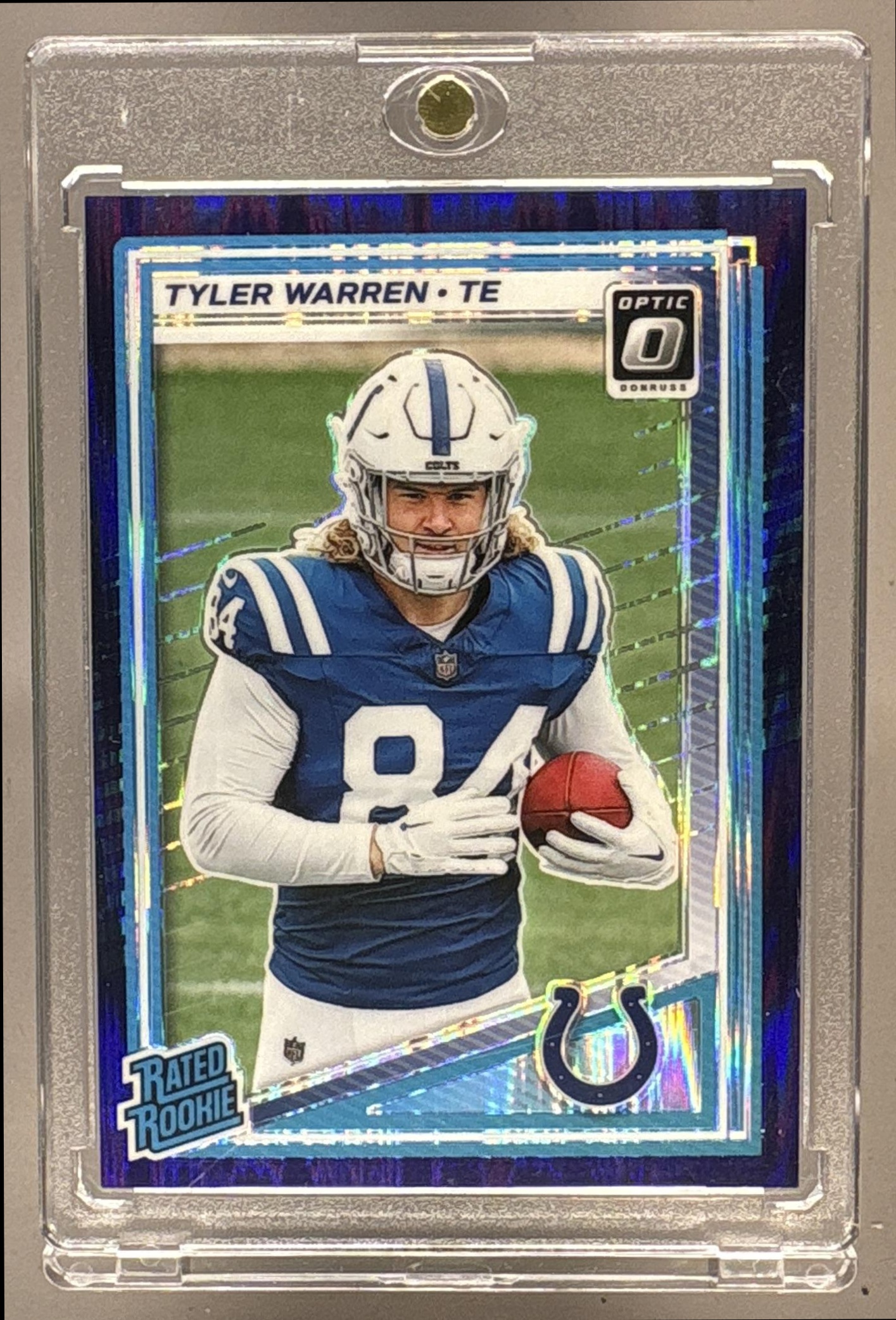 2025 PANINI DONRUSS OPTIC TYLER WARREN #234 RATED ROOKIE BLUE HYPER PRIZM COLTS