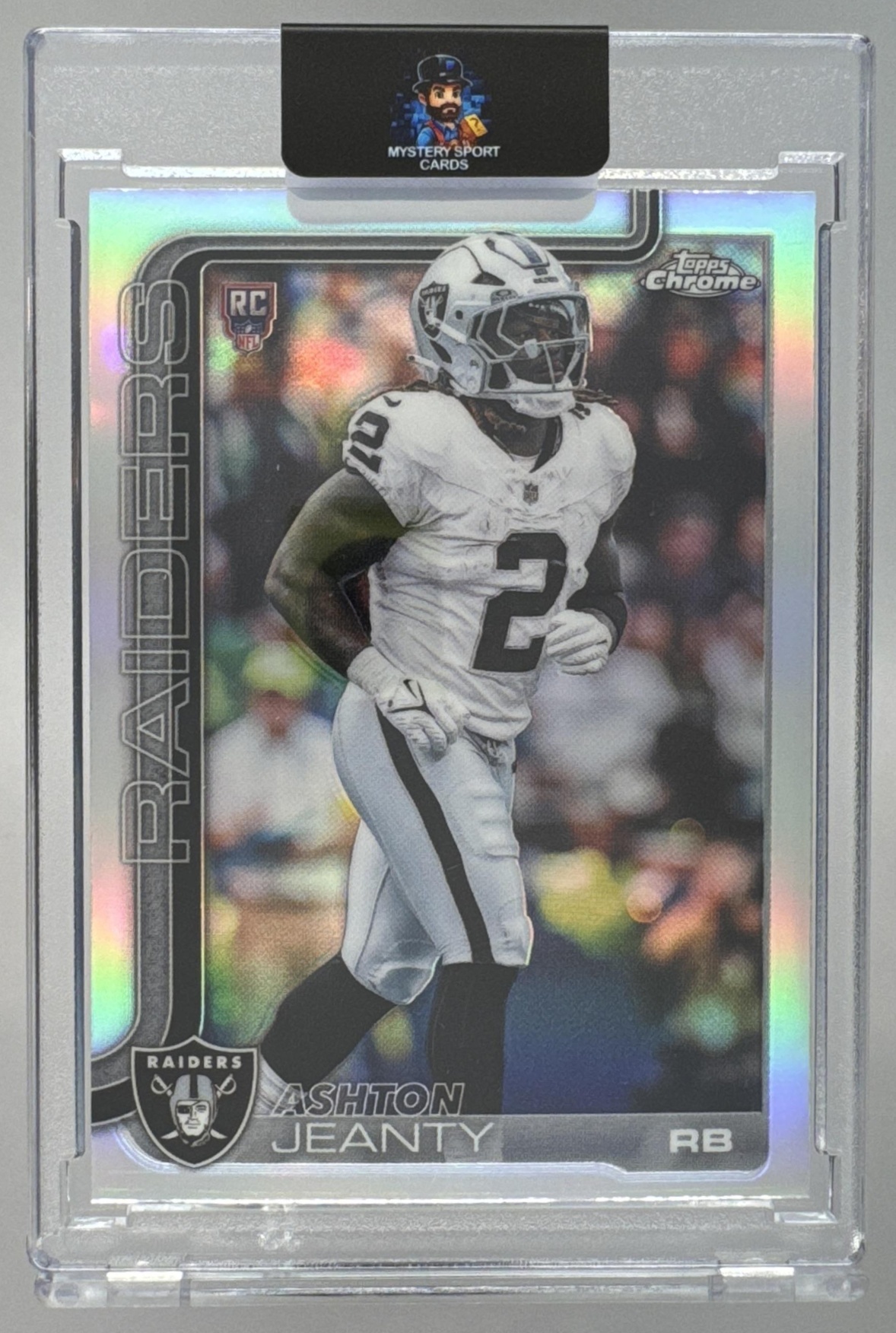 Card image for 2025 Topps Chrome Ashton Jeanty Rookie Refractor #322 RC Raiders