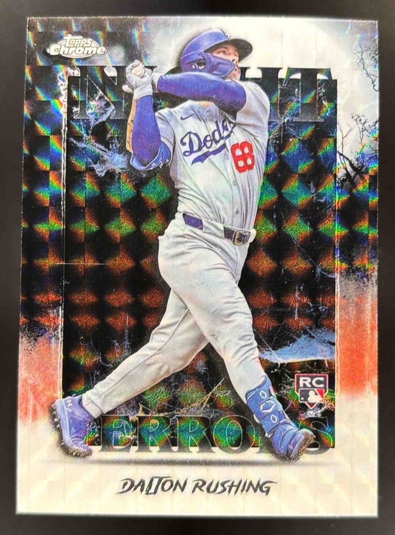 Card image for 2025 Topps Chrome Update Dalton Rushing Night Terrors Geometric Refractor RC
