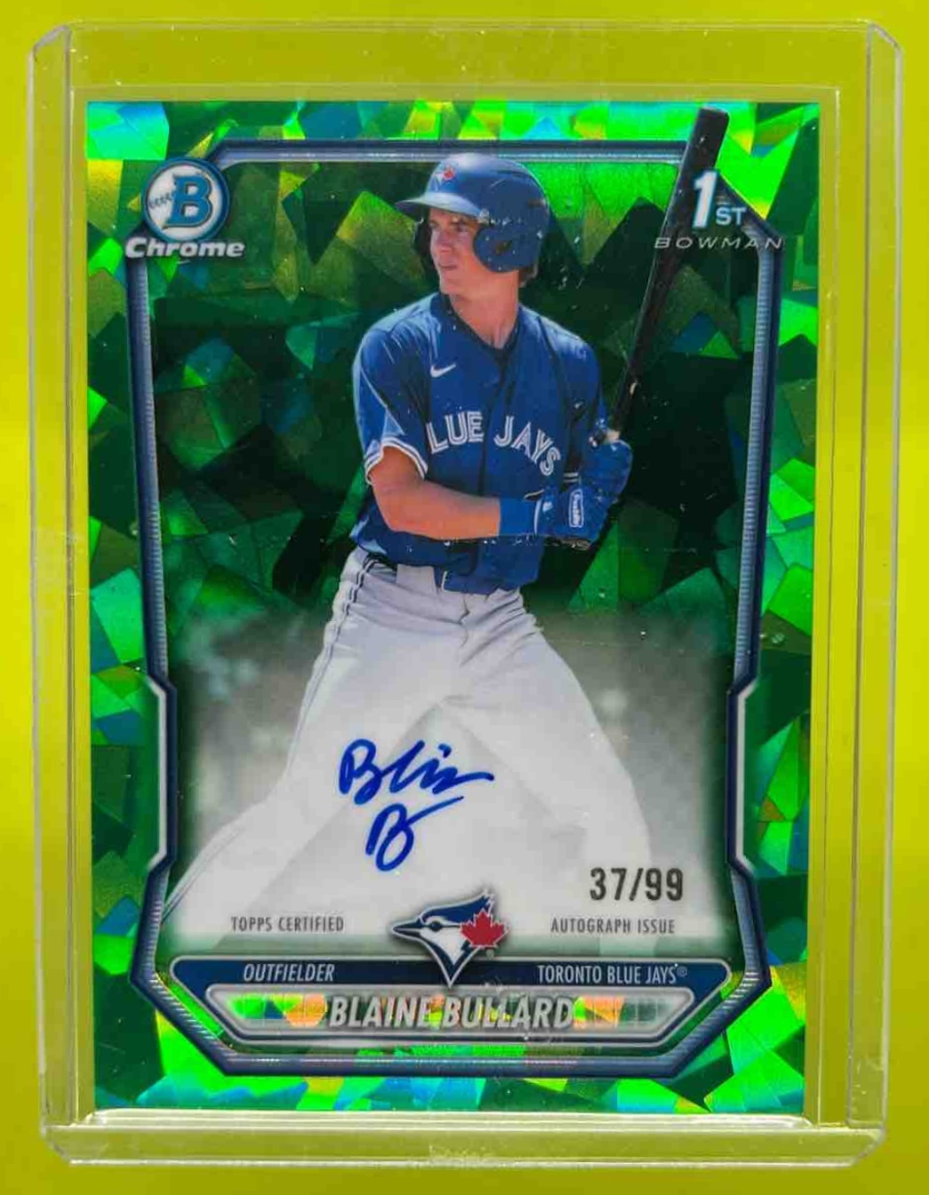 Blaine Bullard 2026 Bowman Sapphire Chrome Prospects Auto Green Refractor /99