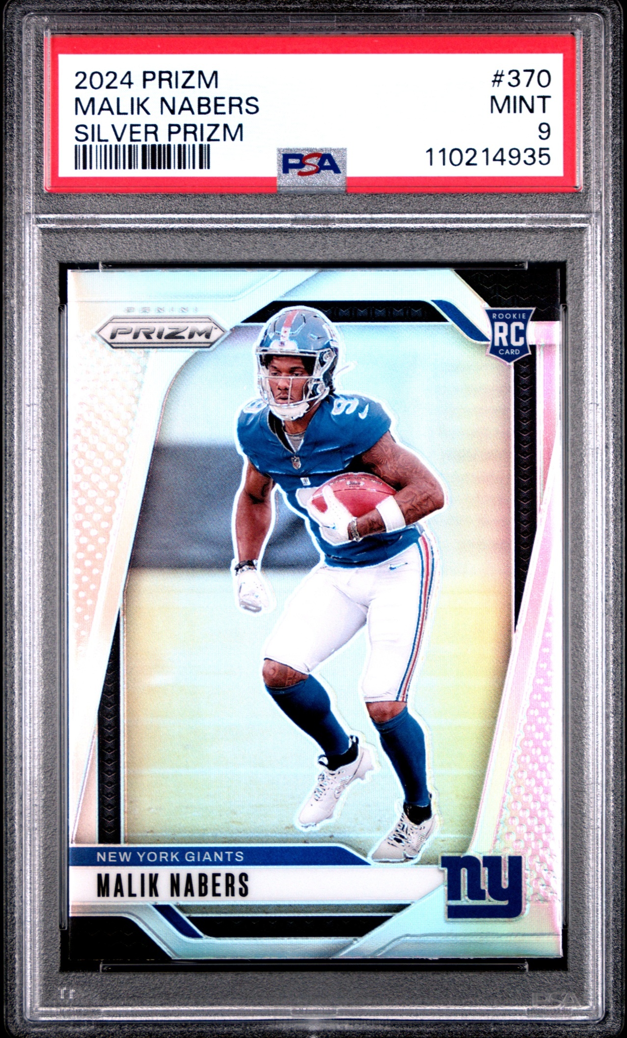Card image for 2024 Panini Football Prizm Malik Nabers Silver #370 RC New York Giants