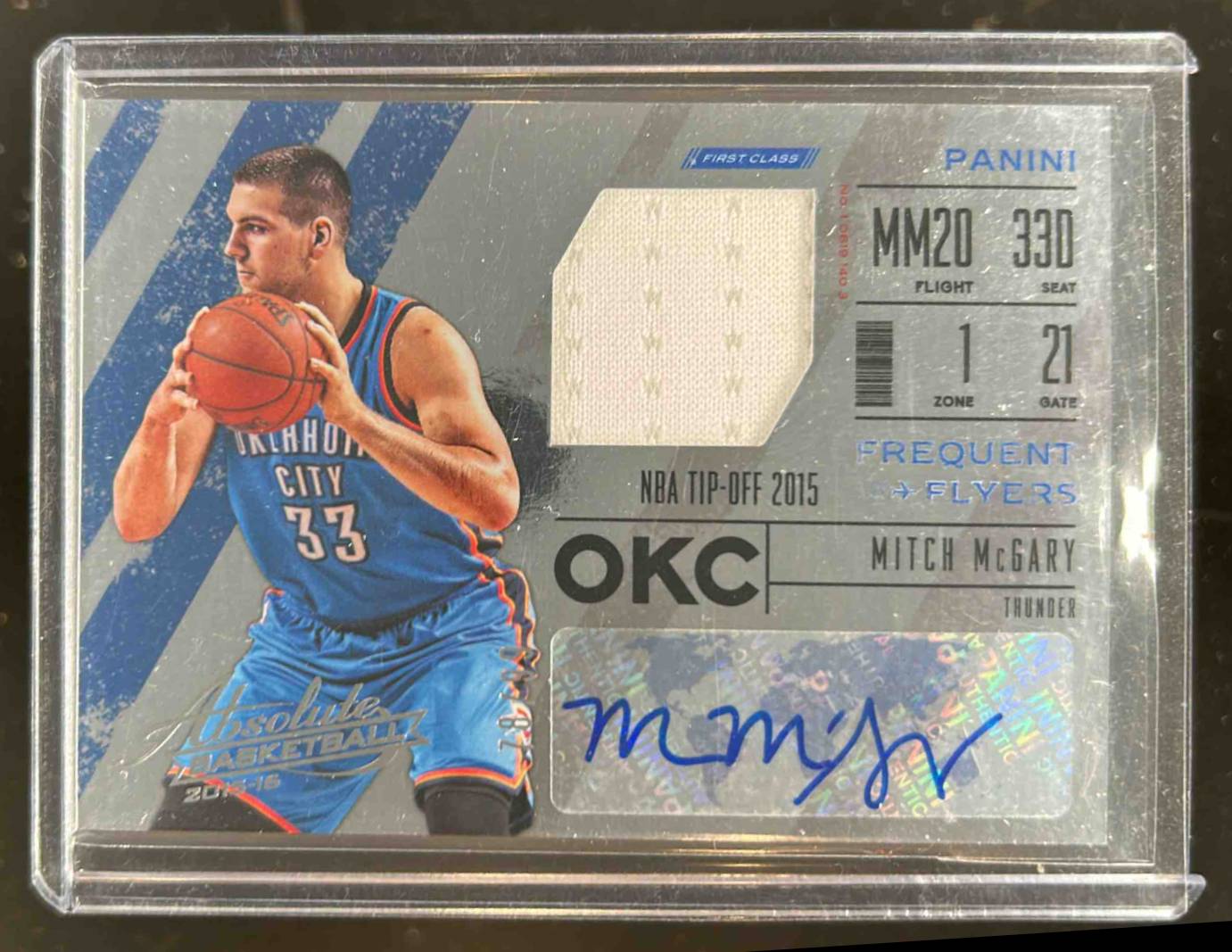 Card image for 2015-16 Panini Absolute Mitch McGary Frequent Flyer Material Auto 78 /99 #FR-MM