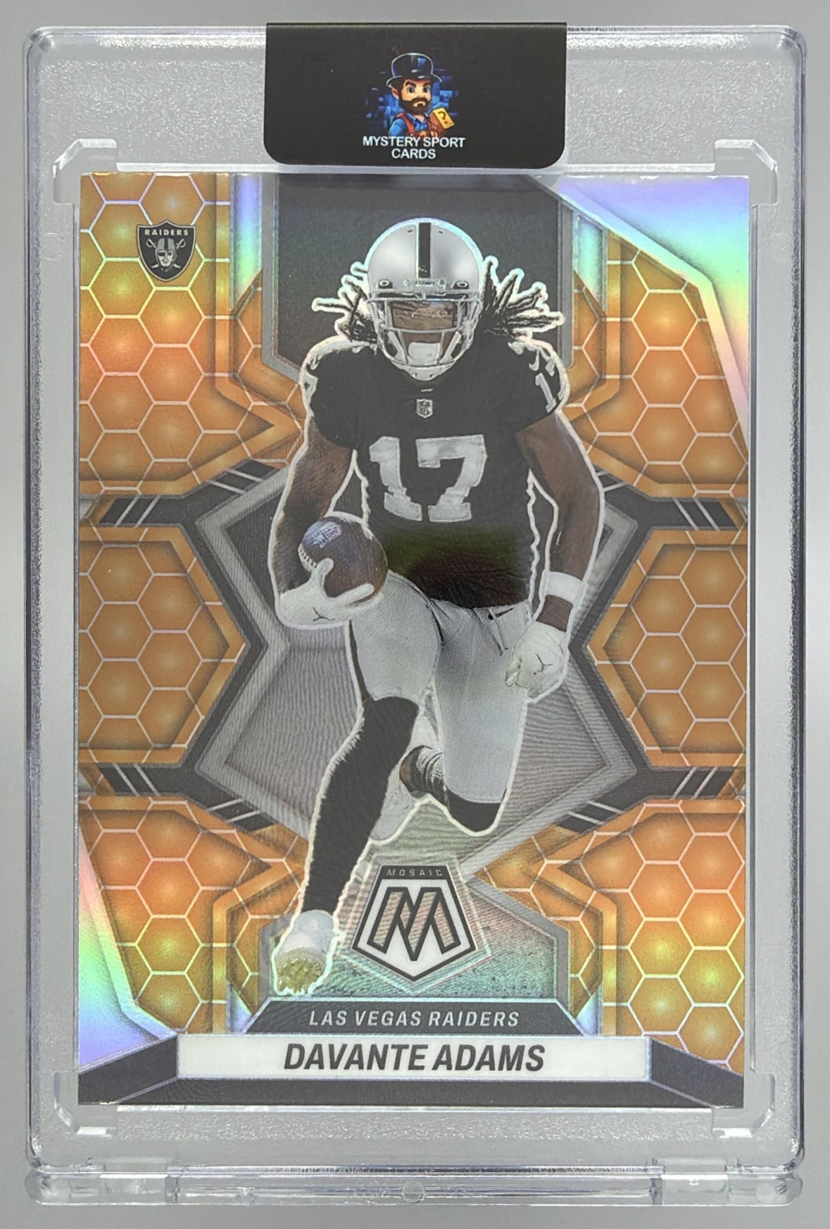 Card image for 2022 Panini Football Mosaic Davante Adams Mosaic Genesis #208 Las Vegas Raiders