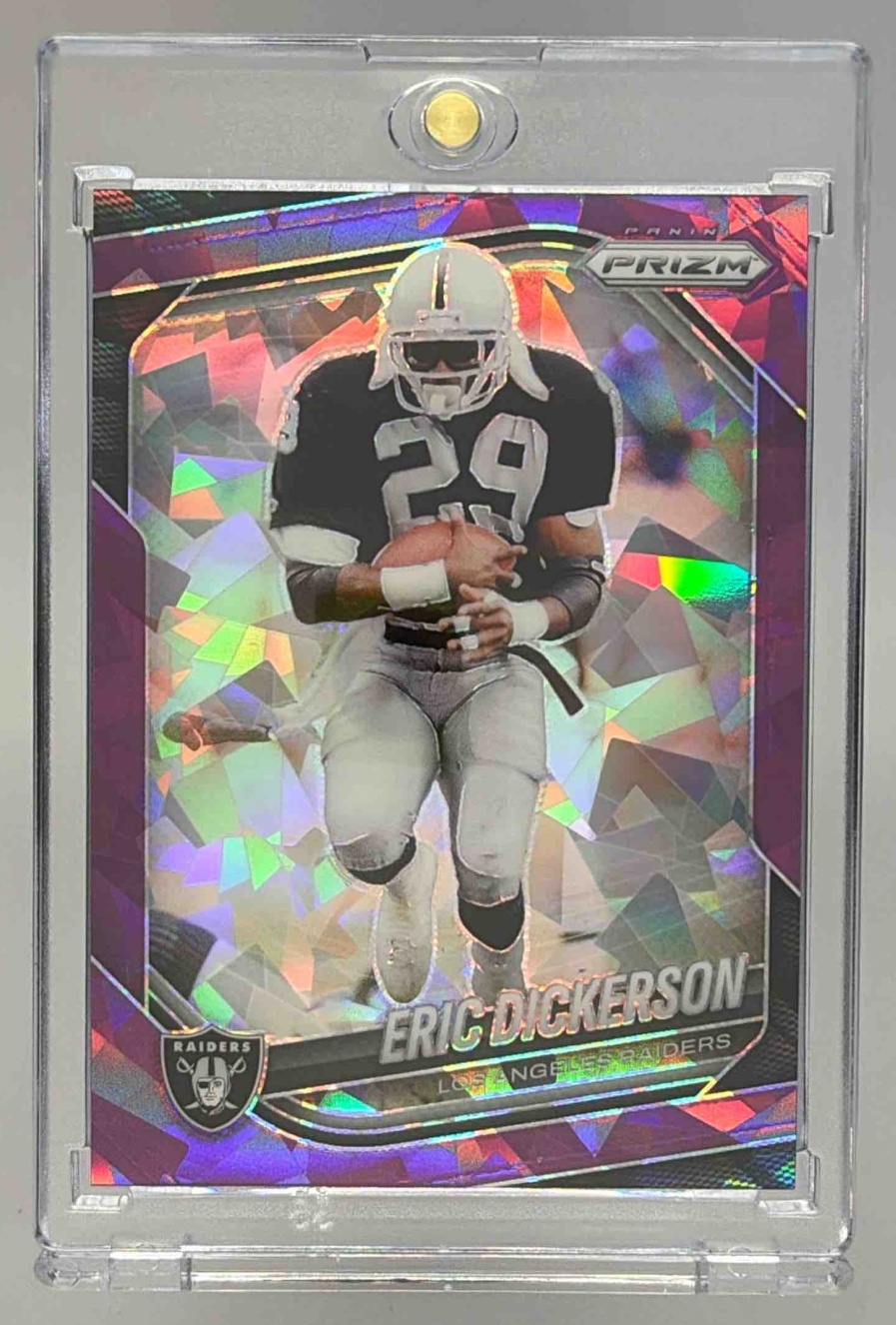 Card image for 2025 Panini Prizm Eric Dickerson Purple Ice /225 #83 Raiders