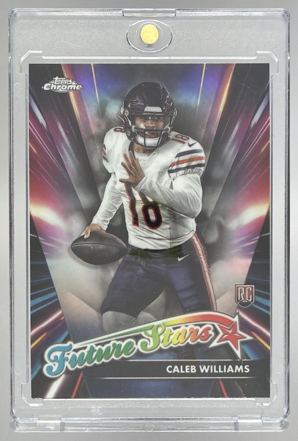 Card image for 2024 Topps Chrome Caleb Williams Future Stars Refractor #FS-1 RC Bears
