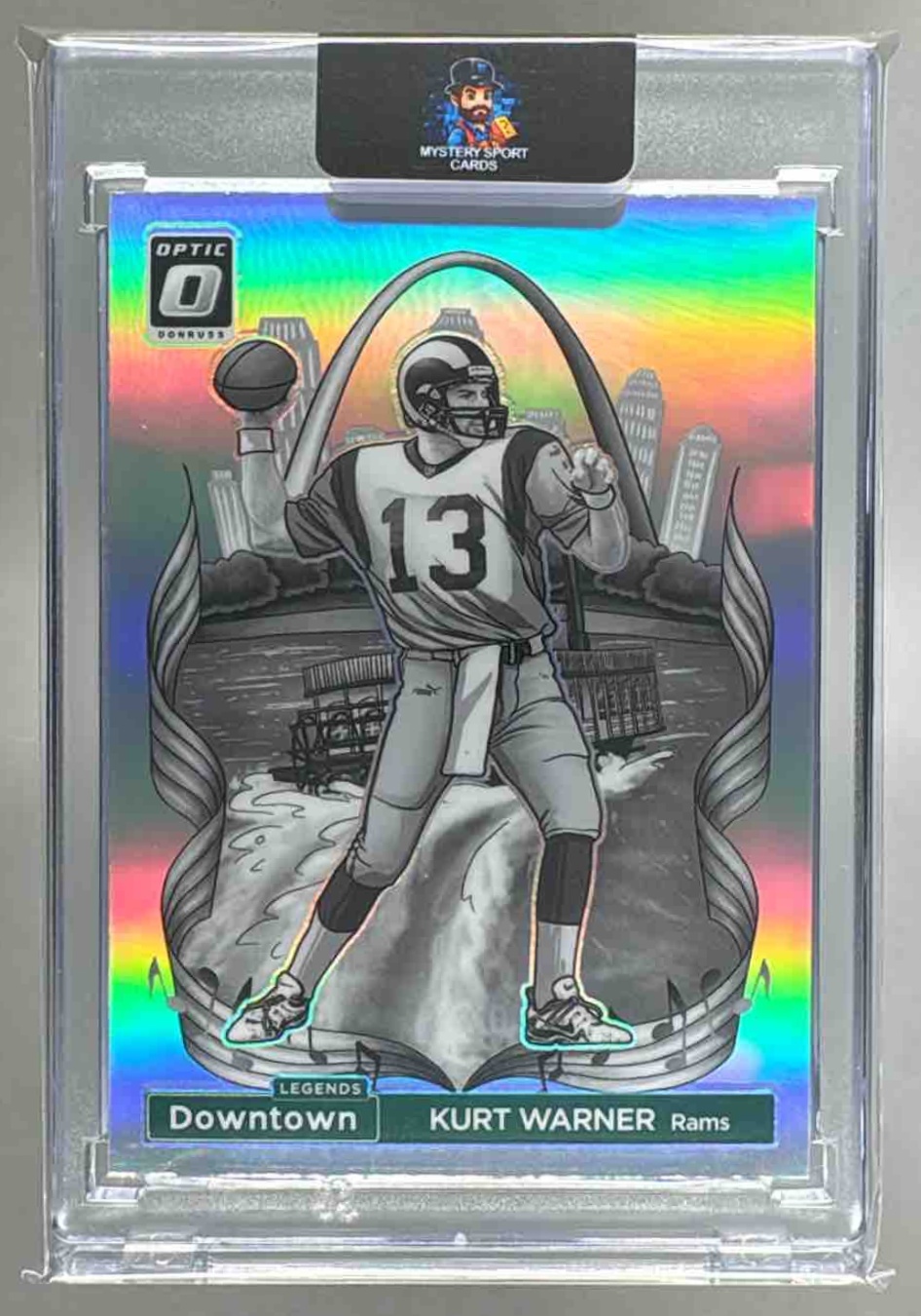 Card image for 2024 Panini Donruss Optic Kurt Warner Downtown Legends #2 SSP Rams