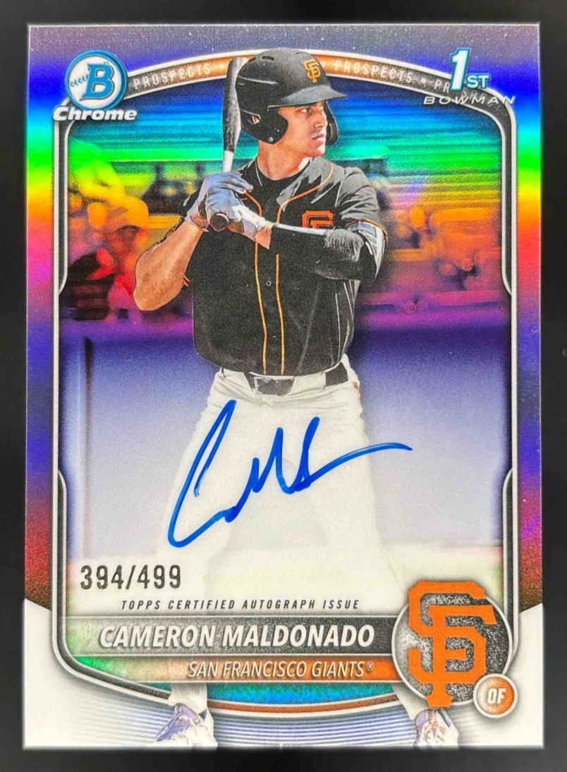 Card image for 2025 Bowman Draft Cameron Maldonado Chrome Auto Refractor /499 1st Prospect