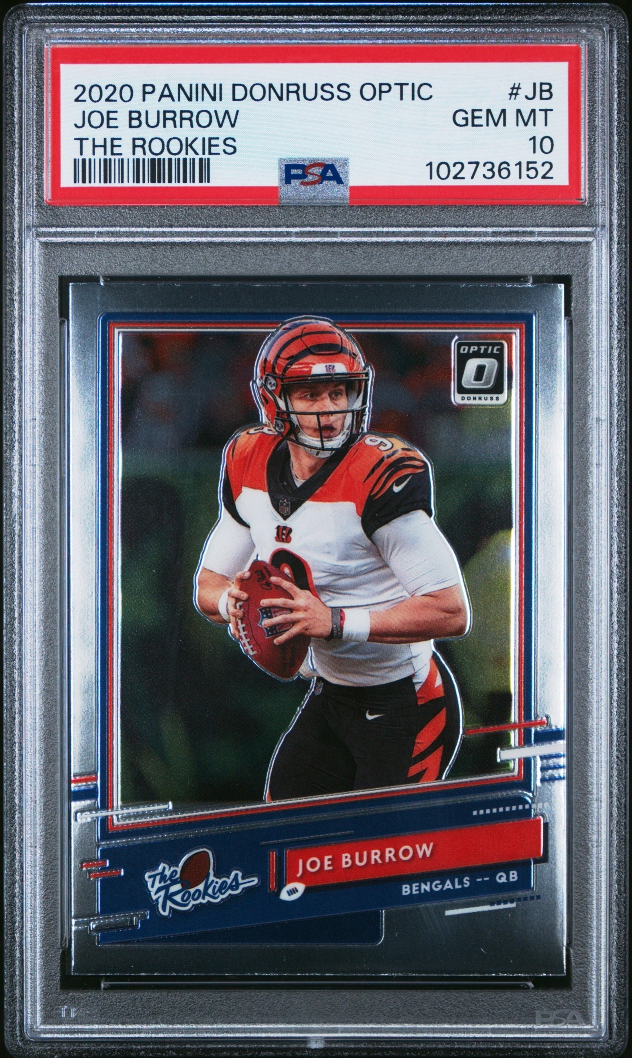 Card image for 2020 Panini Donruss Optic Joe Burrow Red Prizm /99 #151 RC Bengals