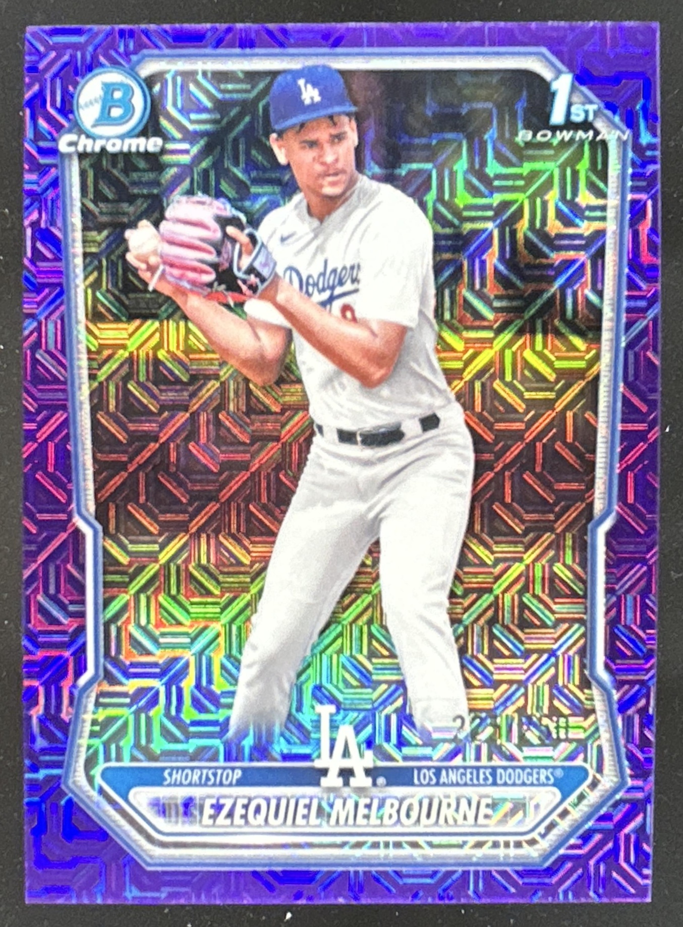 Card image for Ezequiel Melbourne 2026 Bowman Chrome Mega Box Prospects Purple Mojo Refractor /250