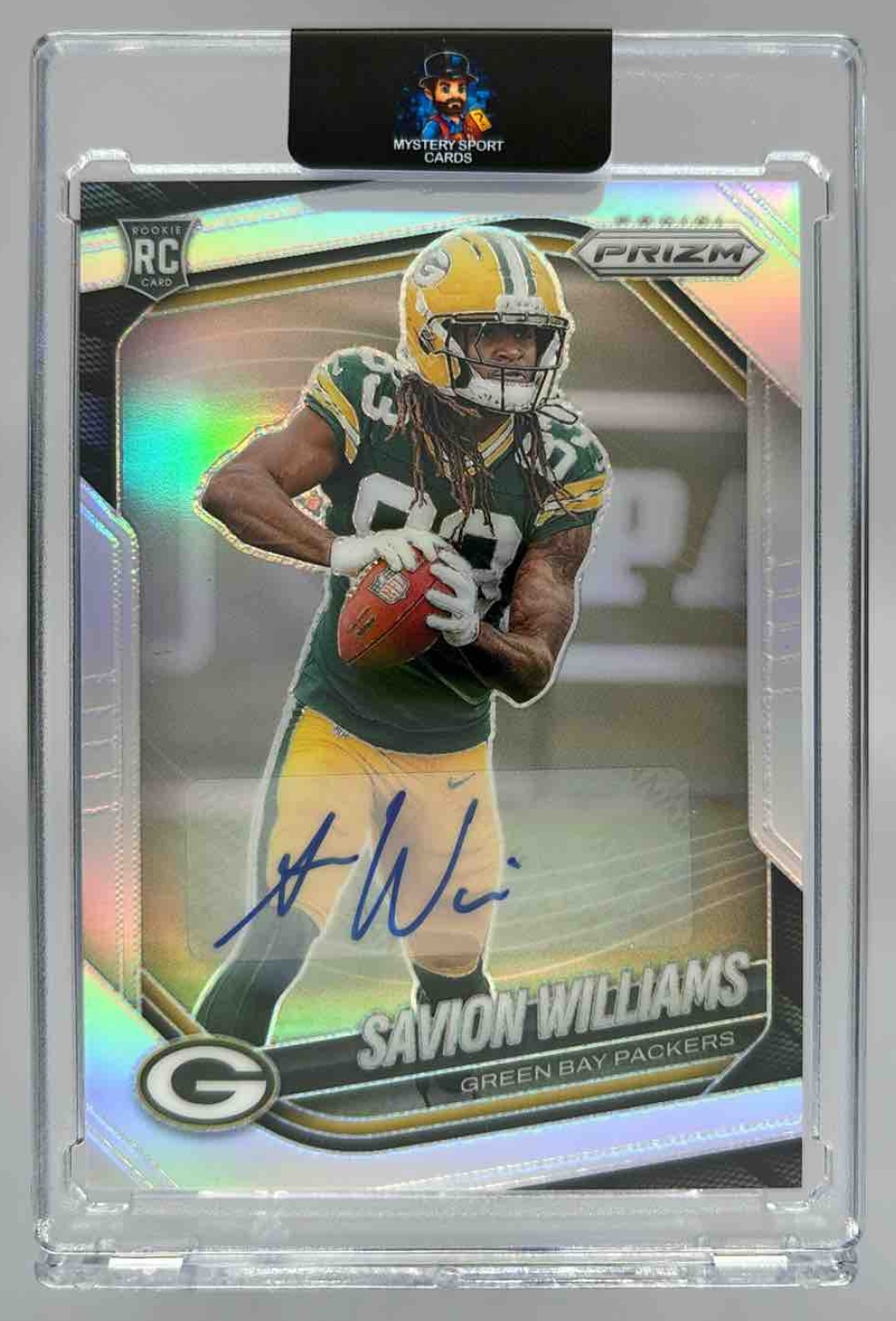 Card image for 2025 Panini Prizm Savion Williams Rookie Auto Silver #306 RC Packers