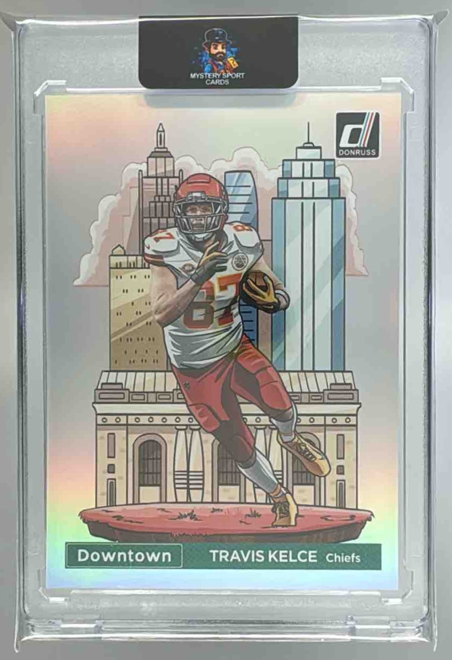Card image for 2024 Panini Football Donruss Travis Kelce Downtown! SSP #7 Kansas City Chiefs