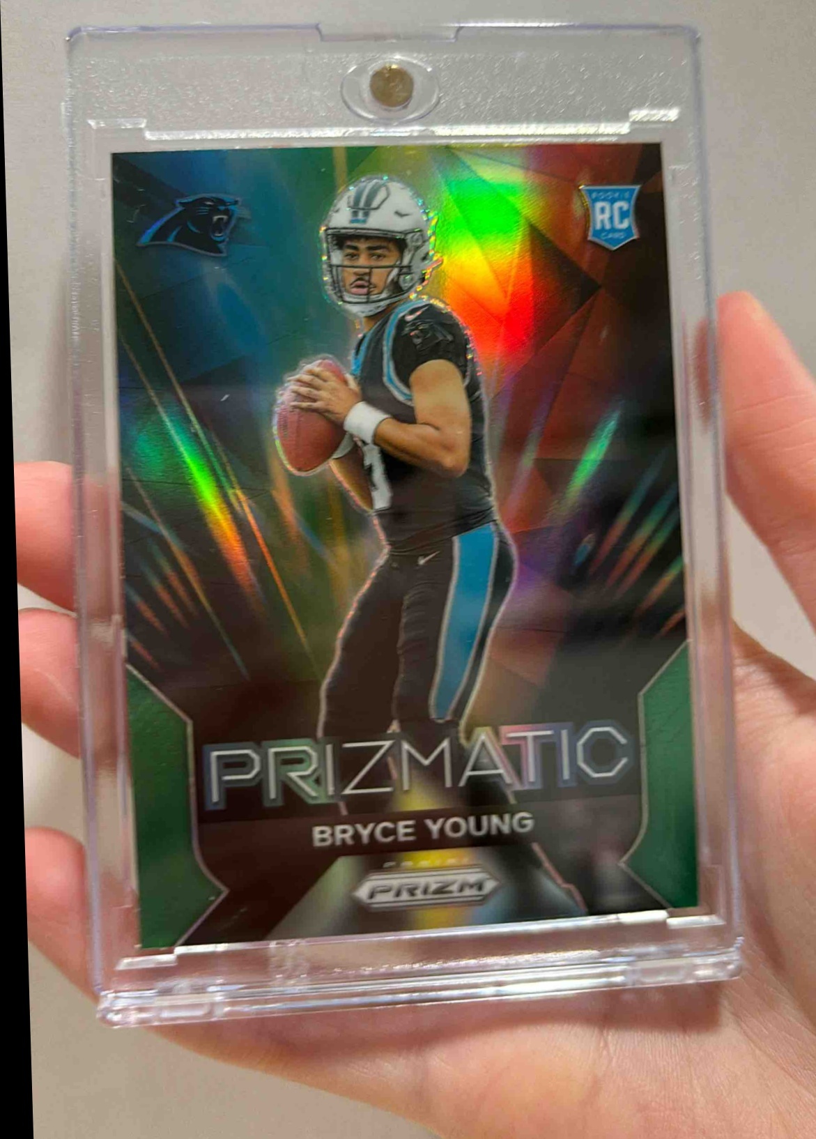 Card image for 2023 Panini Football Prizm Bryce Young Prizmatic #4 RC Carolina Panthers