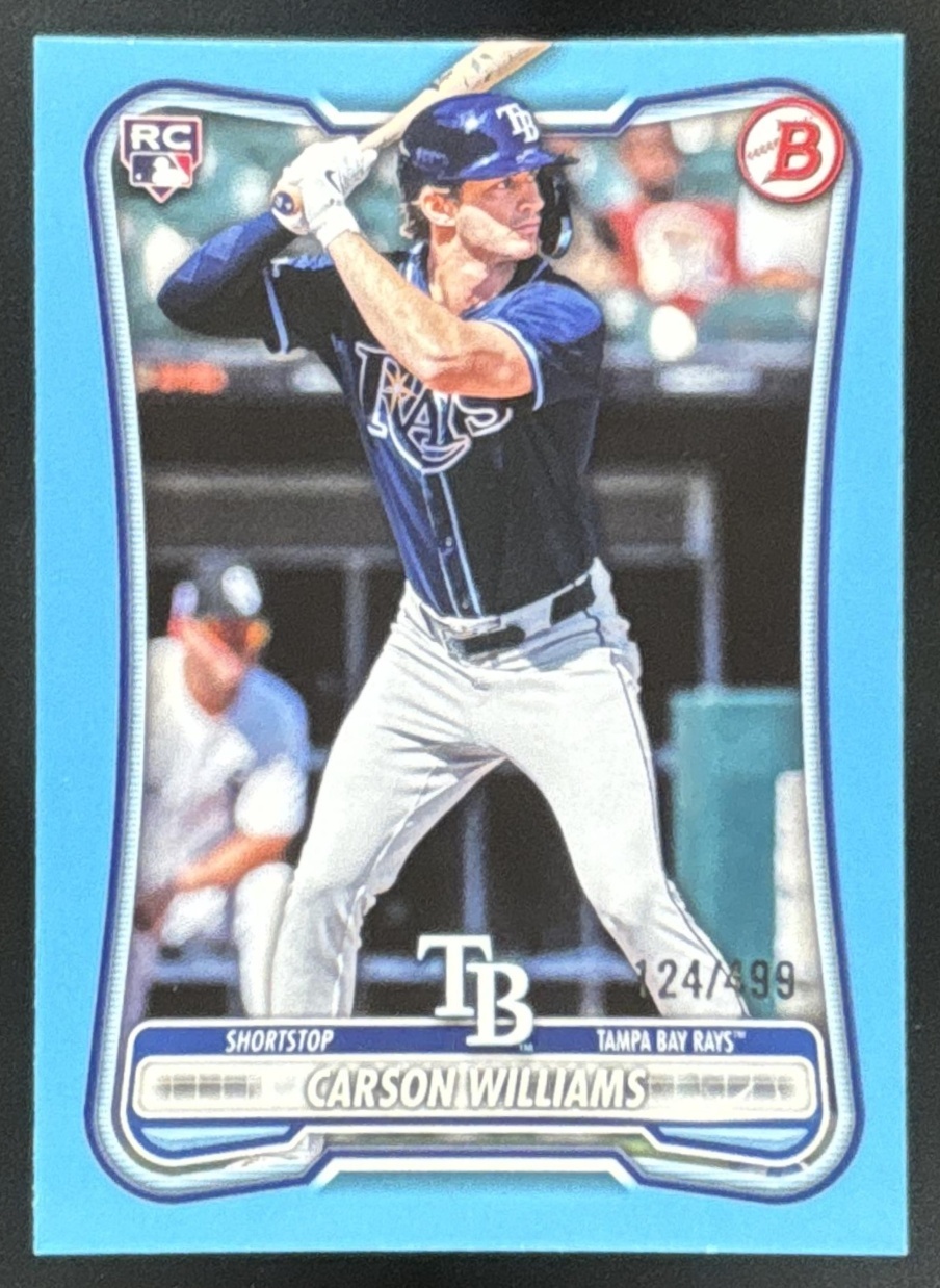 Card image for Carson Williams 2026 Bowman Sky Blue Border /499 Tampa Bay Rays