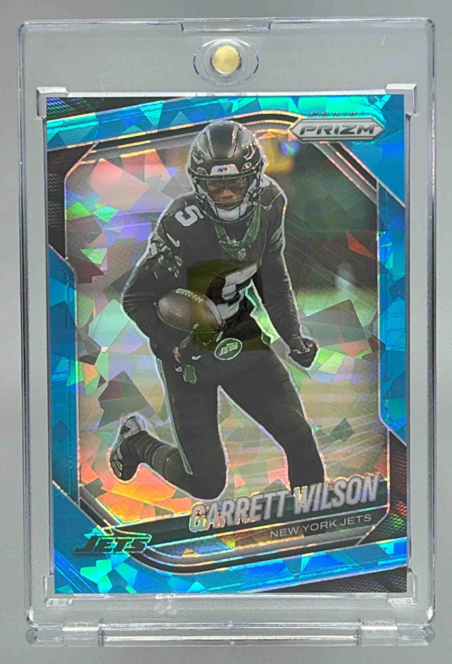 Card image for 2025 Panini Football Prizm Garrett Wilson Blue Ice /99 #178 New York Jets