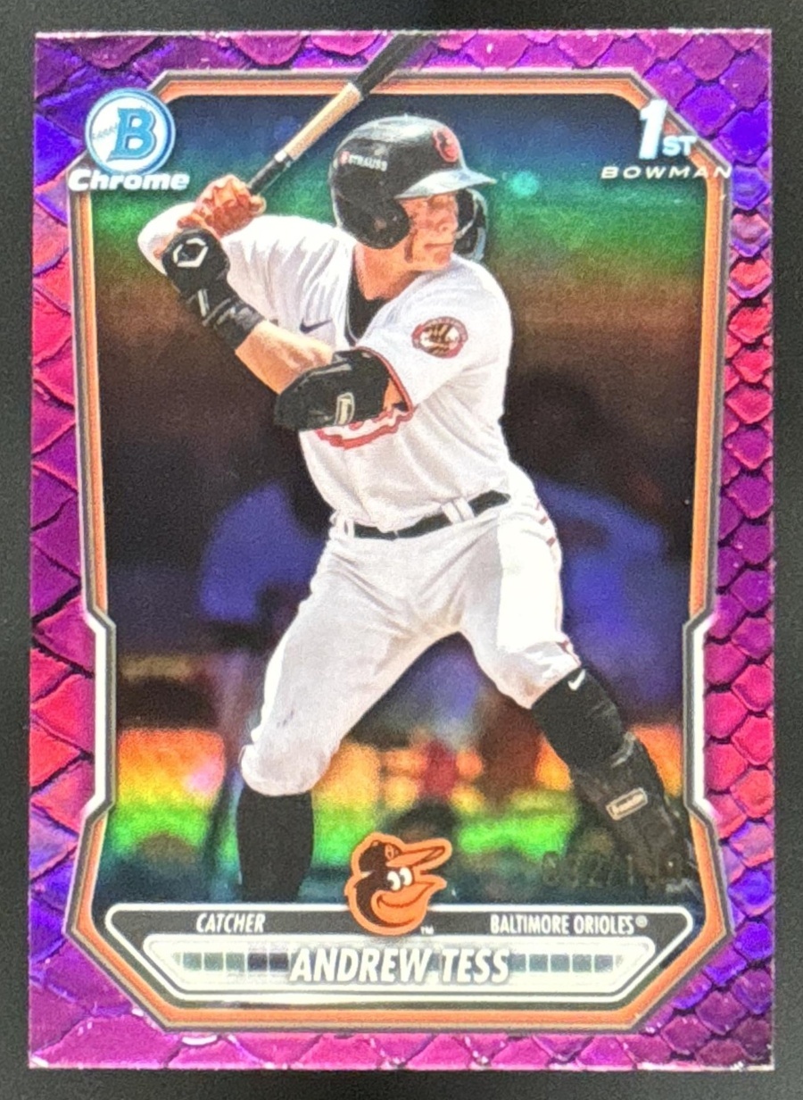 Card image for 2026 Bowman Andrew Tess Chrome Reptilian Fuchsia Refractor /199 1st Prospect