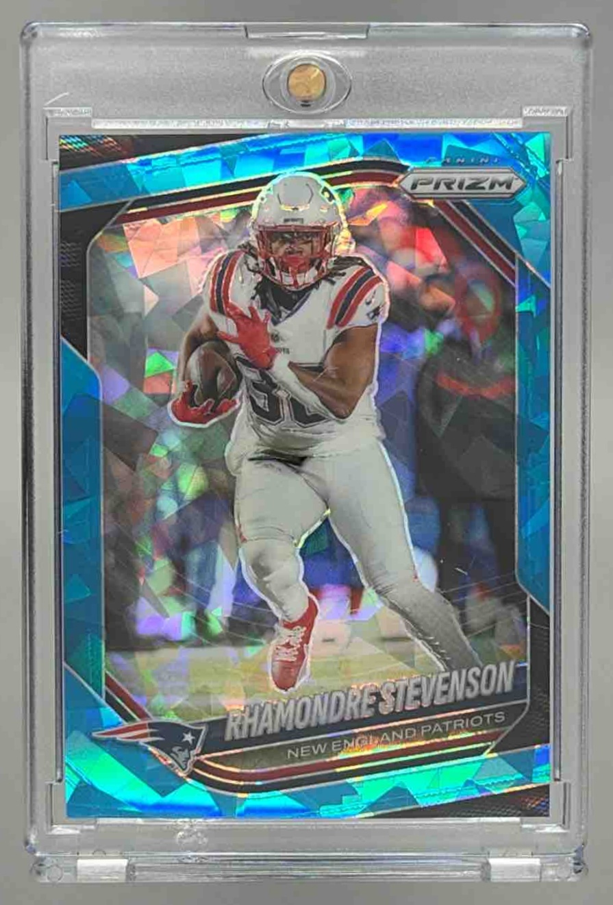 Card image for 2025 Panini Football Prizm Rhamondre Stevenson #84 New England Patriots