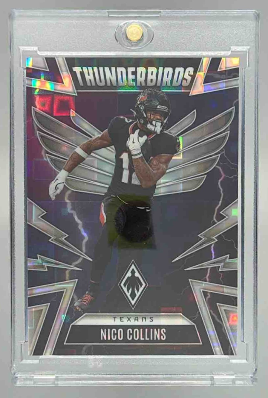 Card image for 2025 Panini Phoenix Nico Collins Thunderbirds Silver Pandora Prizm /249 #20 Texans