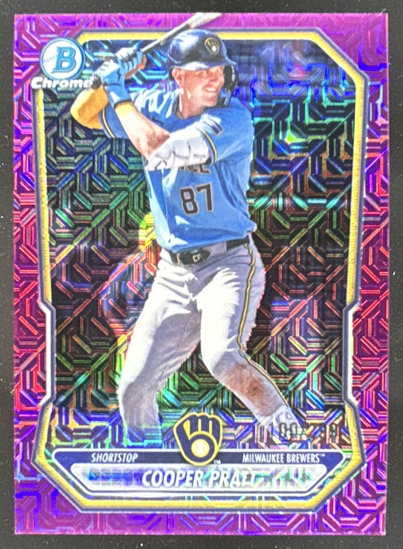 Card image for Cooper Pratt 2026 Bowman Chrome Mega Box Prospects Fuchsia Mojo Refractor /299