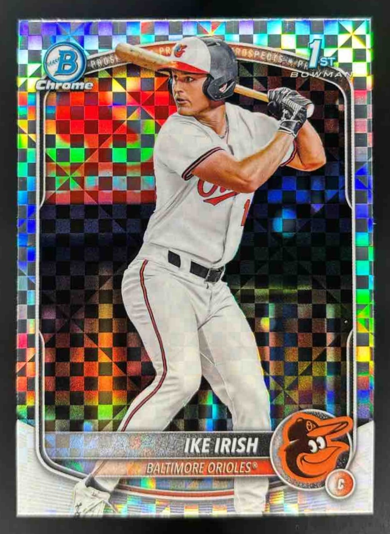 Card image for 2025 Bowman Draft Ike Irish Chrome X-Fractor #BDC-16 Orioles