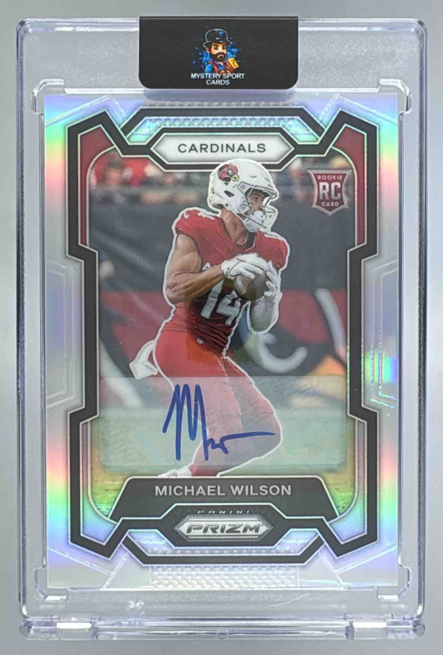 Card image for 2023 Panini Football Prizm Michael Wilson Auto Silver #303 RC Arizona Cardinals