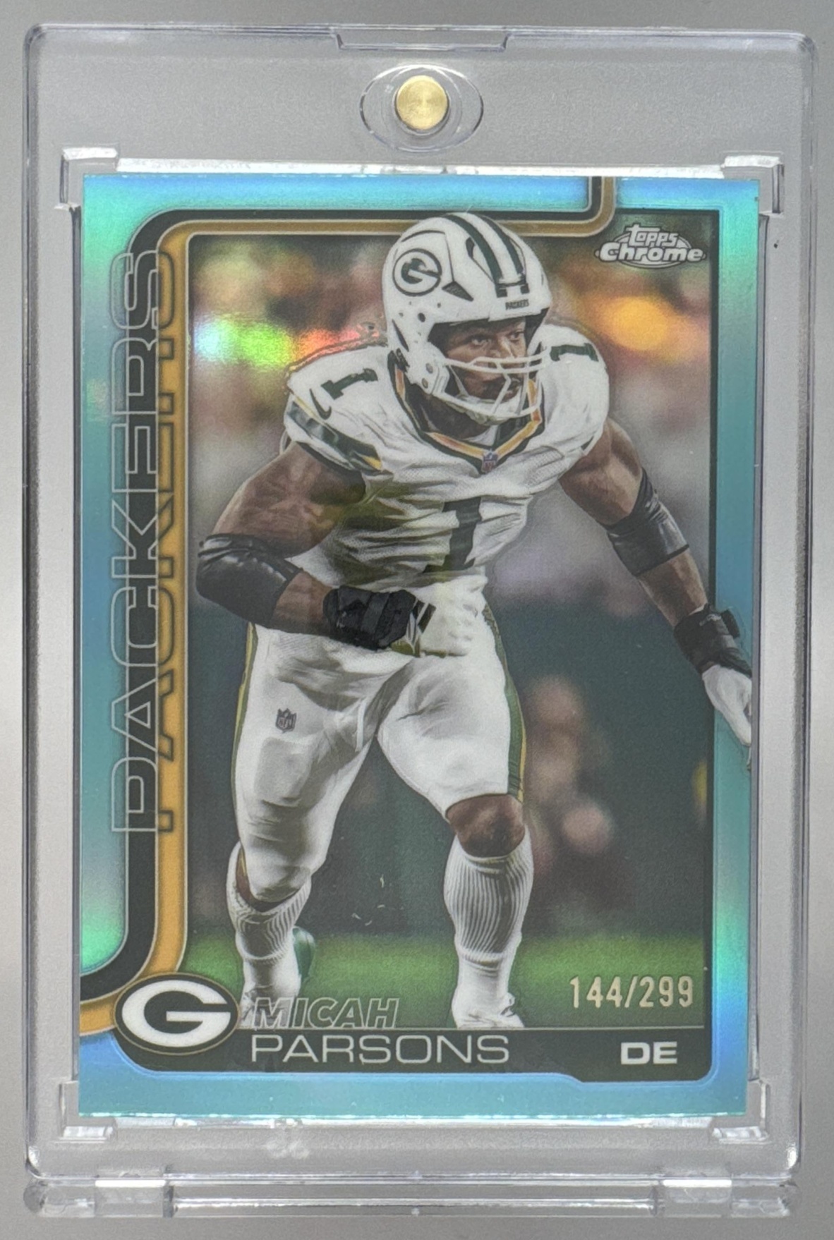 Card image for 2025 Topps Chrome Micah Parsons Teal Refractor /299 #77 Packers