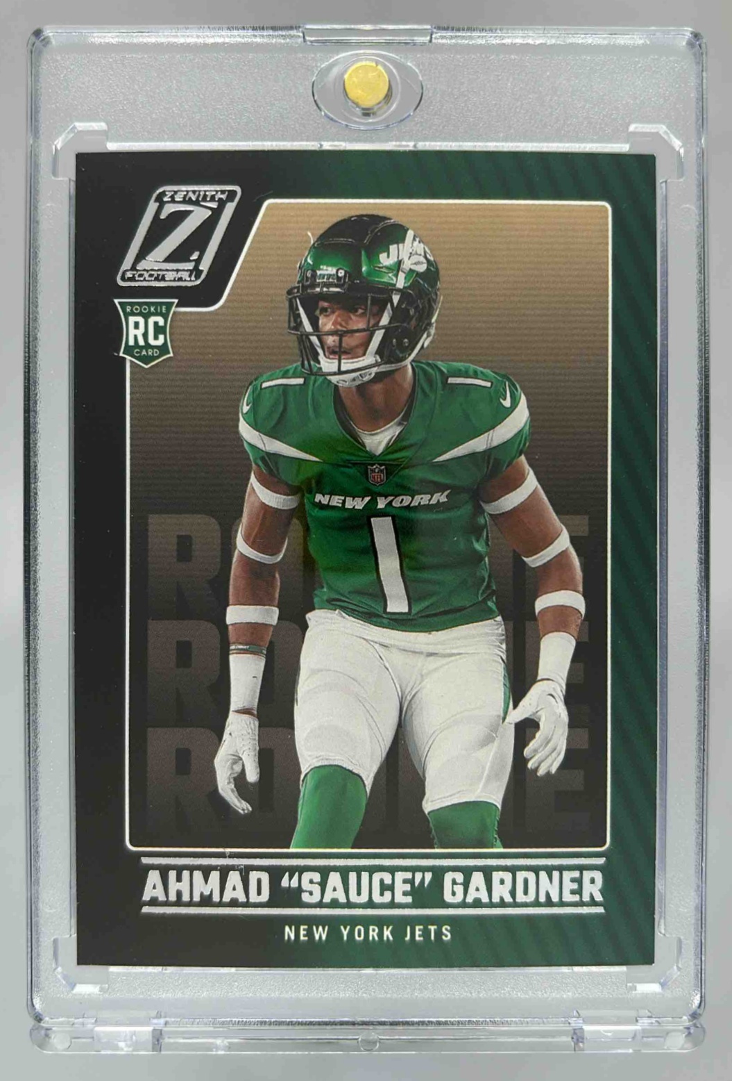 Card image for 2022 Panini Football Zenith Ahmad Sauce Gardner #128 RC New York Jets