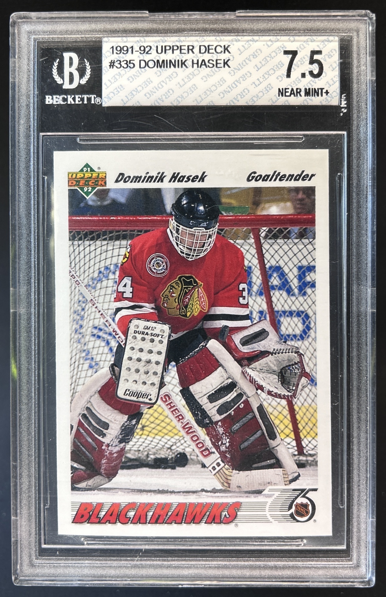 Card image for 1991-92 UPPER DECK DOMINIK HASEK #335 RC BGS 7.5 ROOKIE CHICAGO BLACKHAWKS