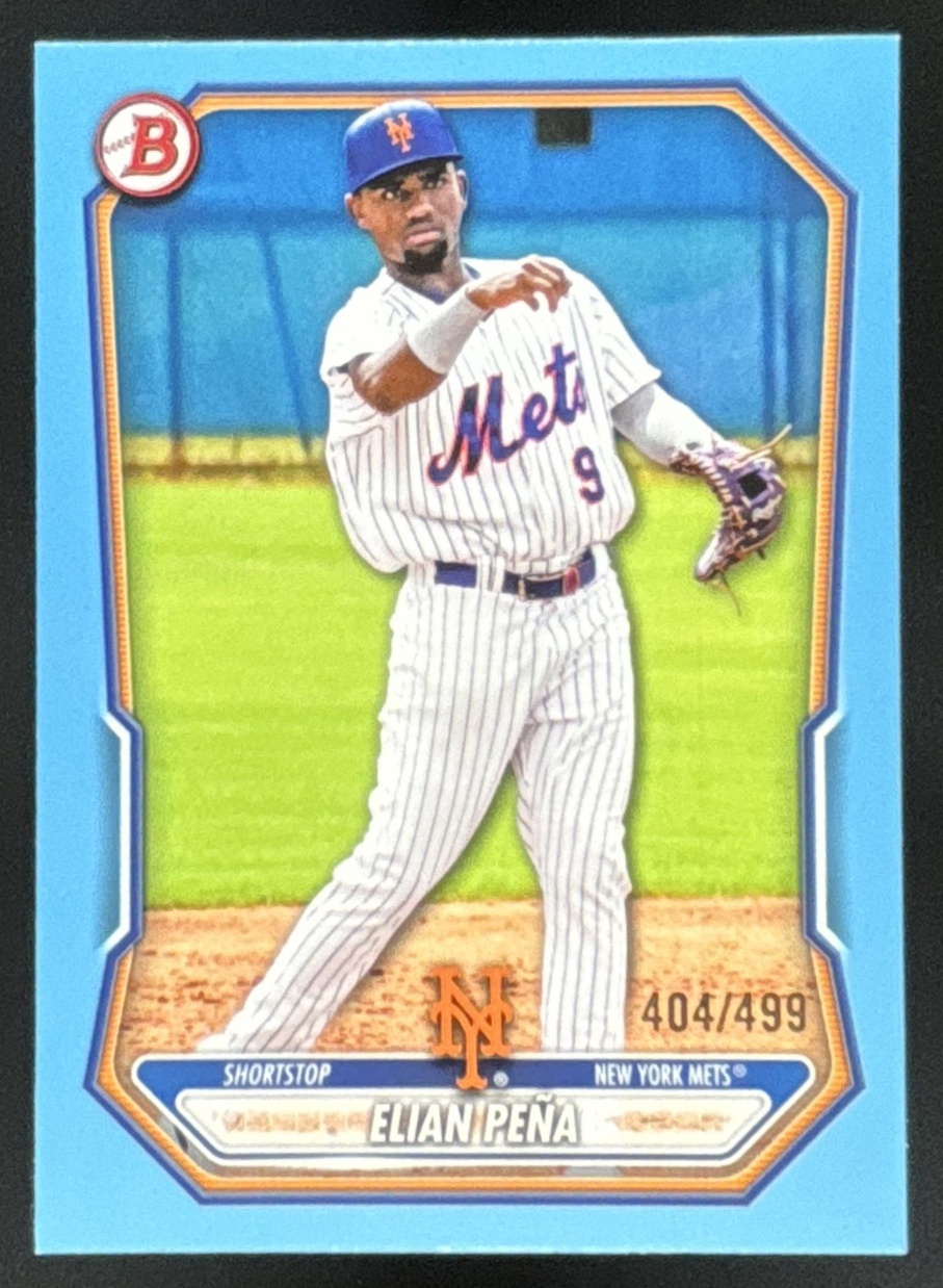 Card image for Elian Pena 2026 Bowman Sky Blue Border /499 Prospects New York Mets