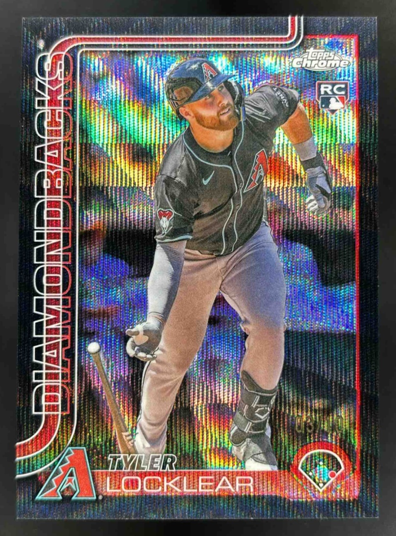 Card image for 2025 Topps Chrome Update Tyler Locklear Black Wave Refractor /10 RC