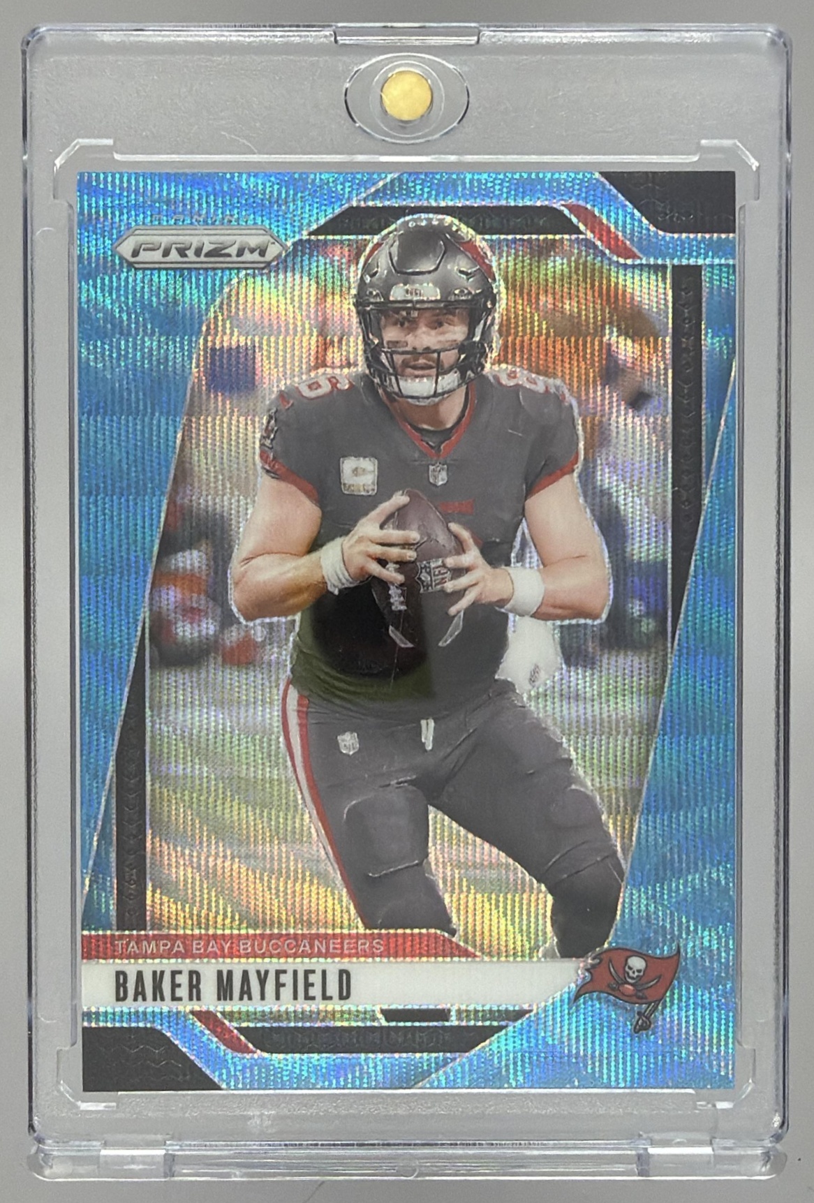 Card image for 2024 Panini Prizm Baker Mayfield Blue Wave /230 #268 Buccaneers