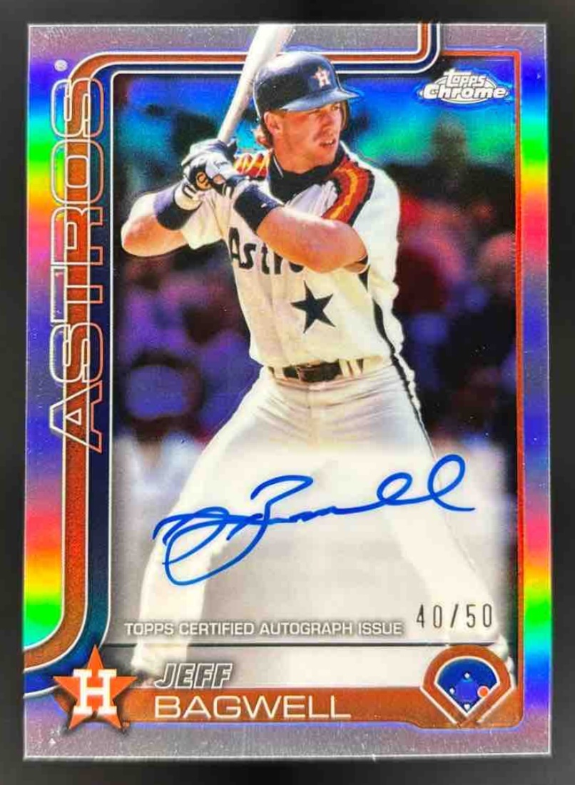 Card image for 2025 Topps Chrome Update Jeff Bagwell Legends Auto /50 #CLA-JB Astros