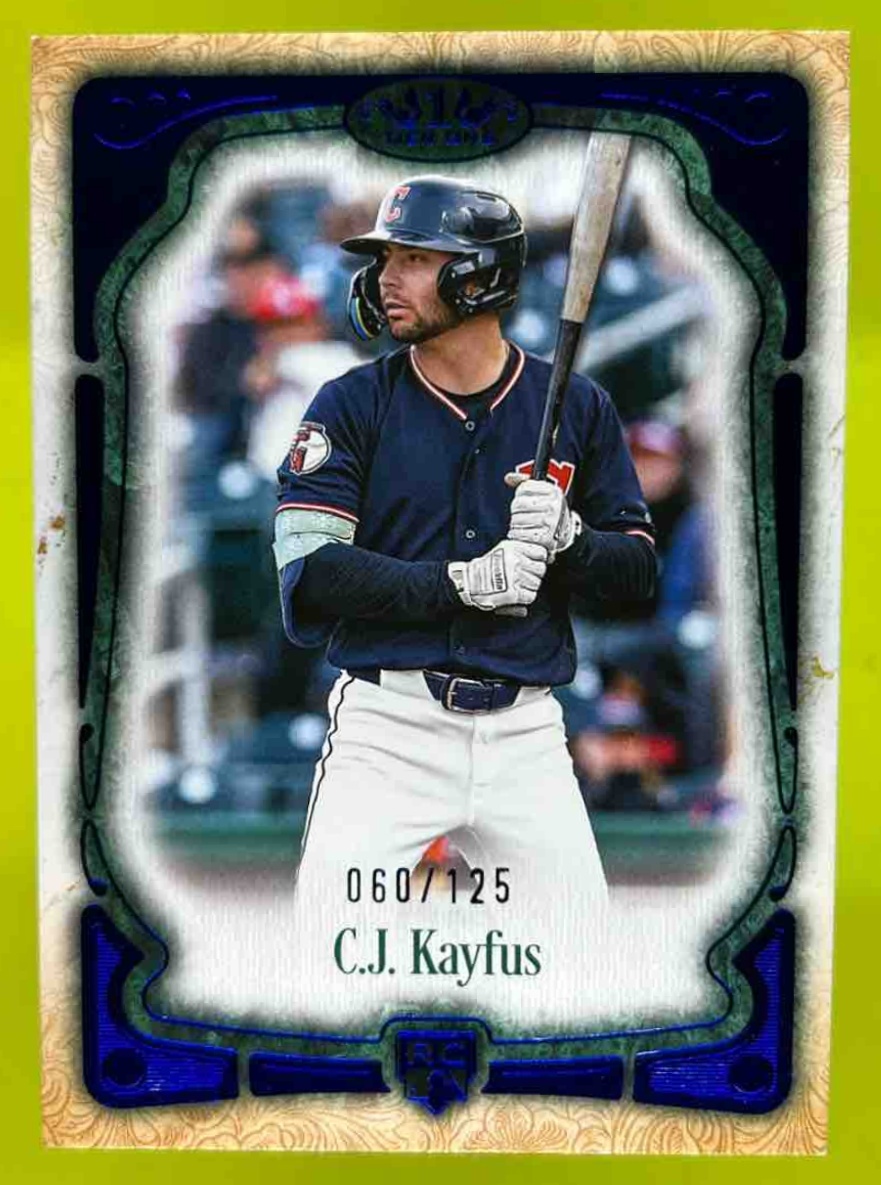 Card image for C.J. Kayfus 2026 Topps Baseball Tier One 3 Blue Foil /125 RC Cleveland Guardians
