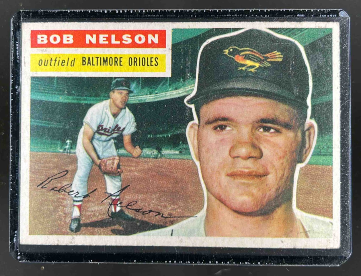 Card image for 1956 TOPPS BASEBALL BOB NELSON #169B RC BALTIMORE ORIOLES
