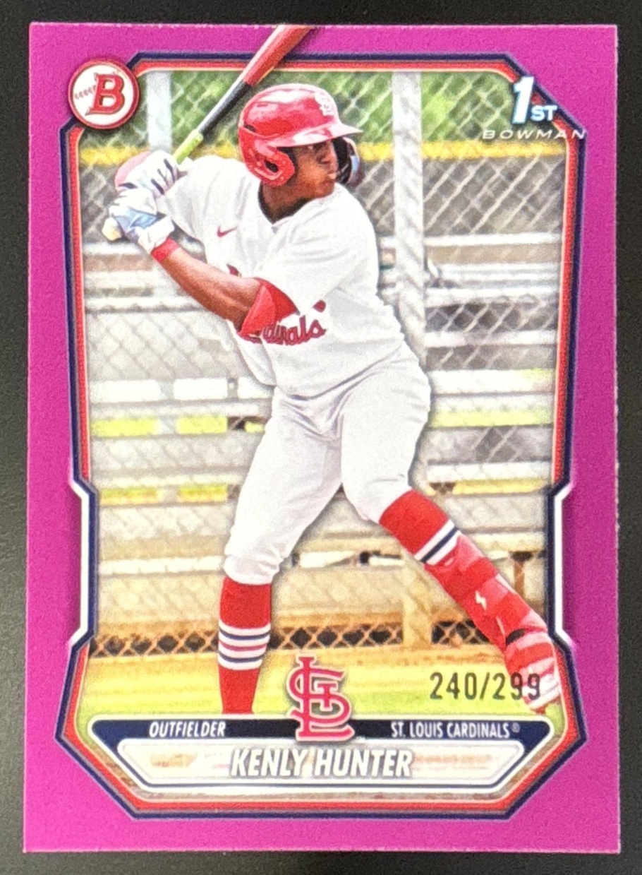 Card image for Kenly Hunter 2026 Bowman Fuchsia Border /299 Prospects St. Louis Cardinals