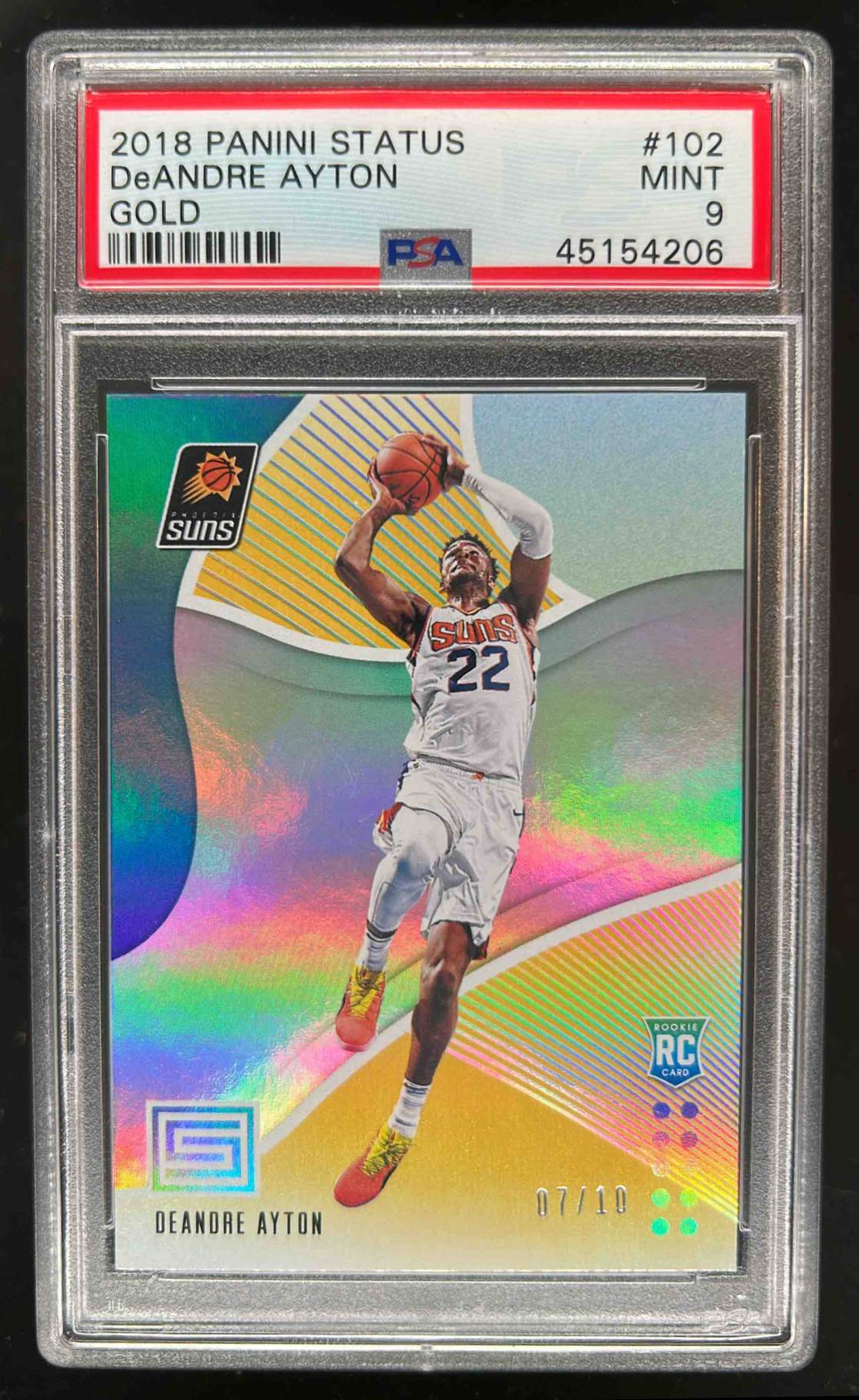 Card image for 2018-19 PANINI STATUS DEANDRE AYTON #102 GOLD 7/10 RC PSA 9 PHOENIX SUNS