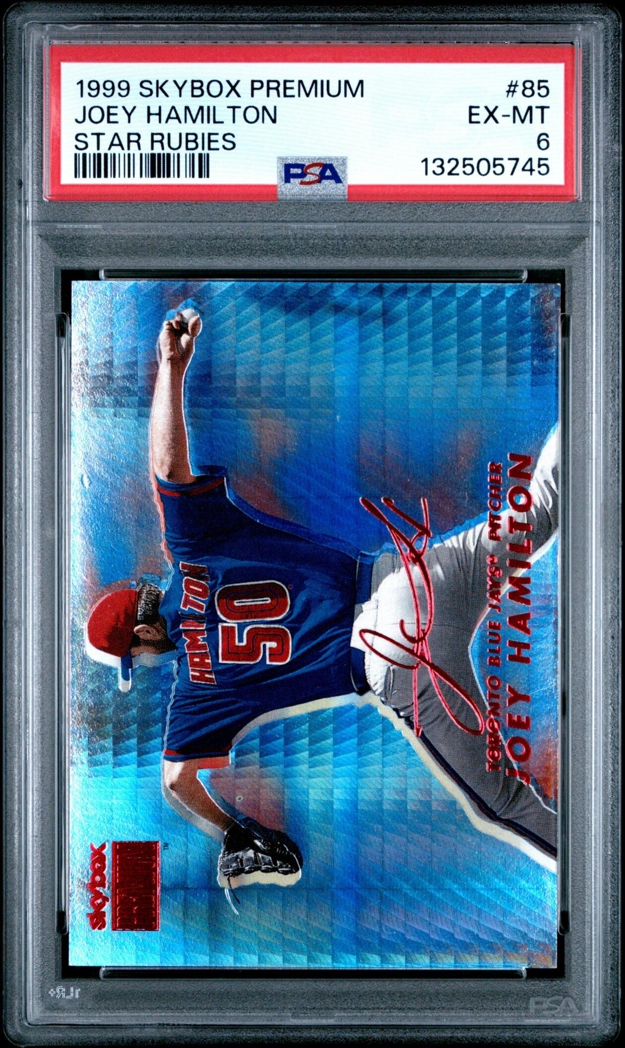 1999 Skybox Premium Joey Hamilton Star Rubies /50 #85 Blue Jays PSA 6