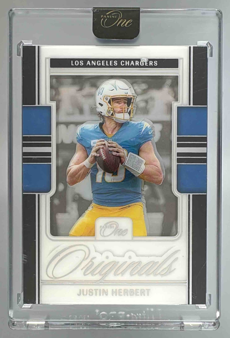 Card image for 2024 Panini Football One Justin Herbert Originals #OO-JHT Los Angeles Chargers
