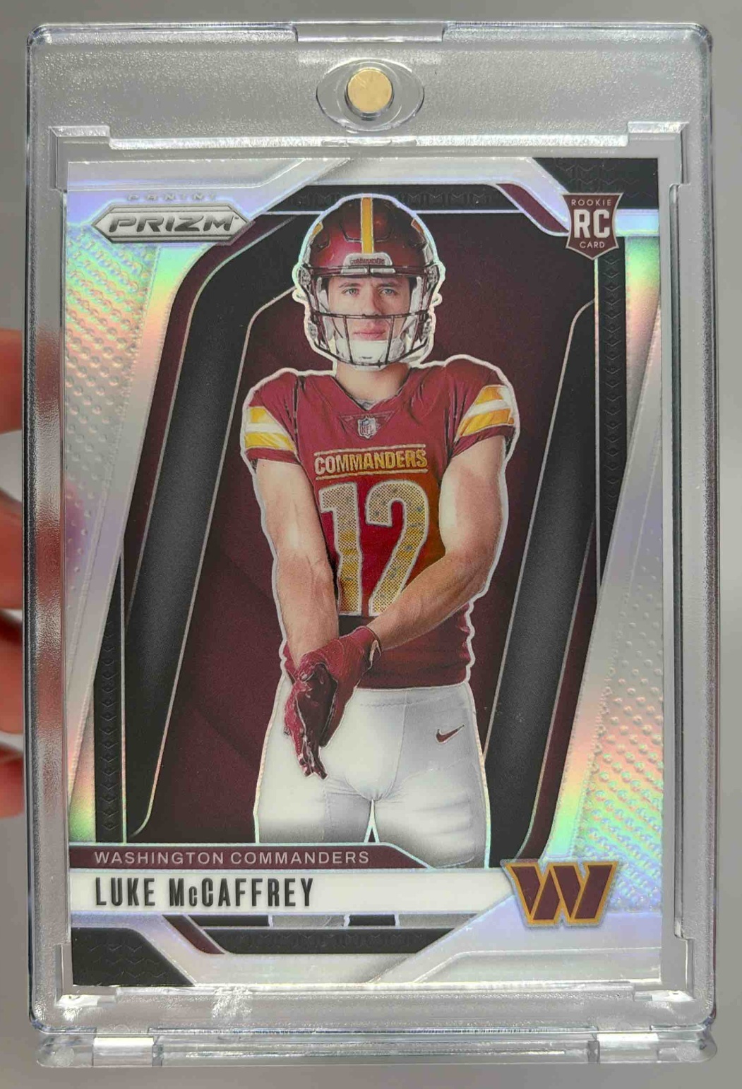 Card image for 2024 Panini Prizm Luke McCaffrey Rookie Variations #26 RC VAR Commanders