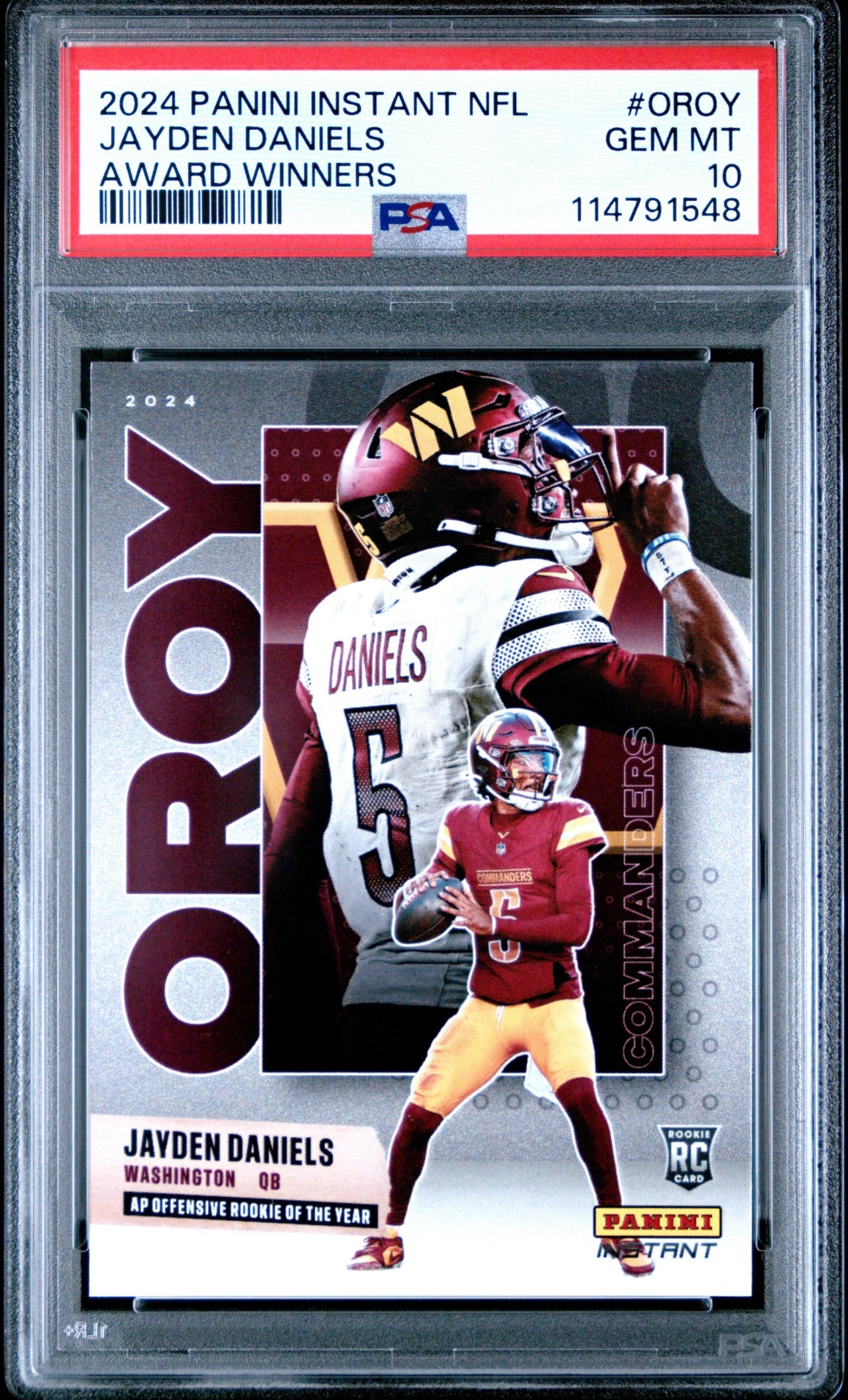 Card image for 2024 Panini Totally Certified Jayden Daniels Portraits #1 Commanders