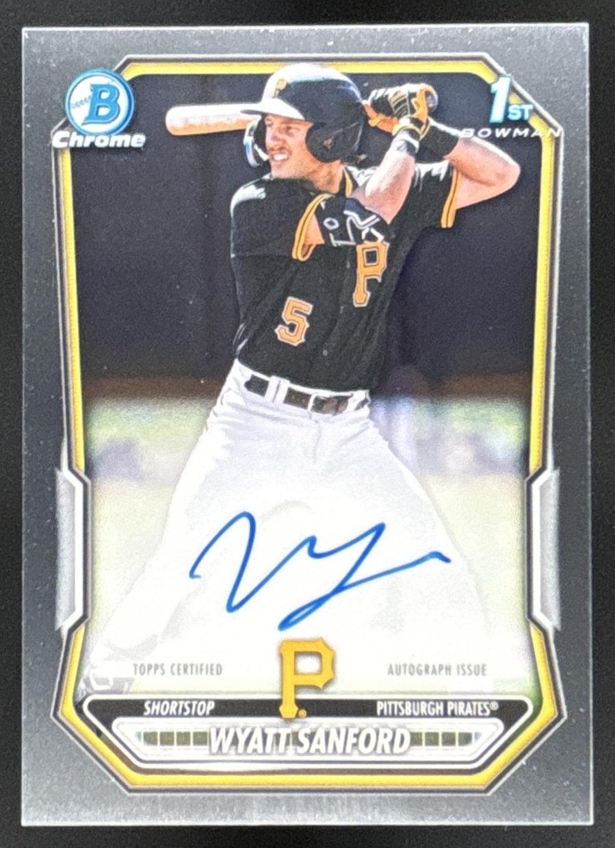 Card image for Wyatt Sanford 2026 Bowman Chrome Prospect Auto Pittsburgh Pirates