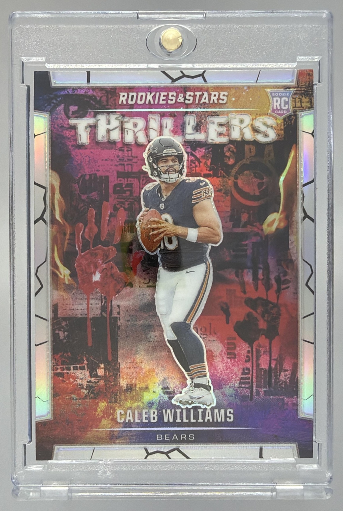 Card image for 2024 Panini Rookies & Stars Caleb Williams Thrillers Silver #T-CWS RC Bears