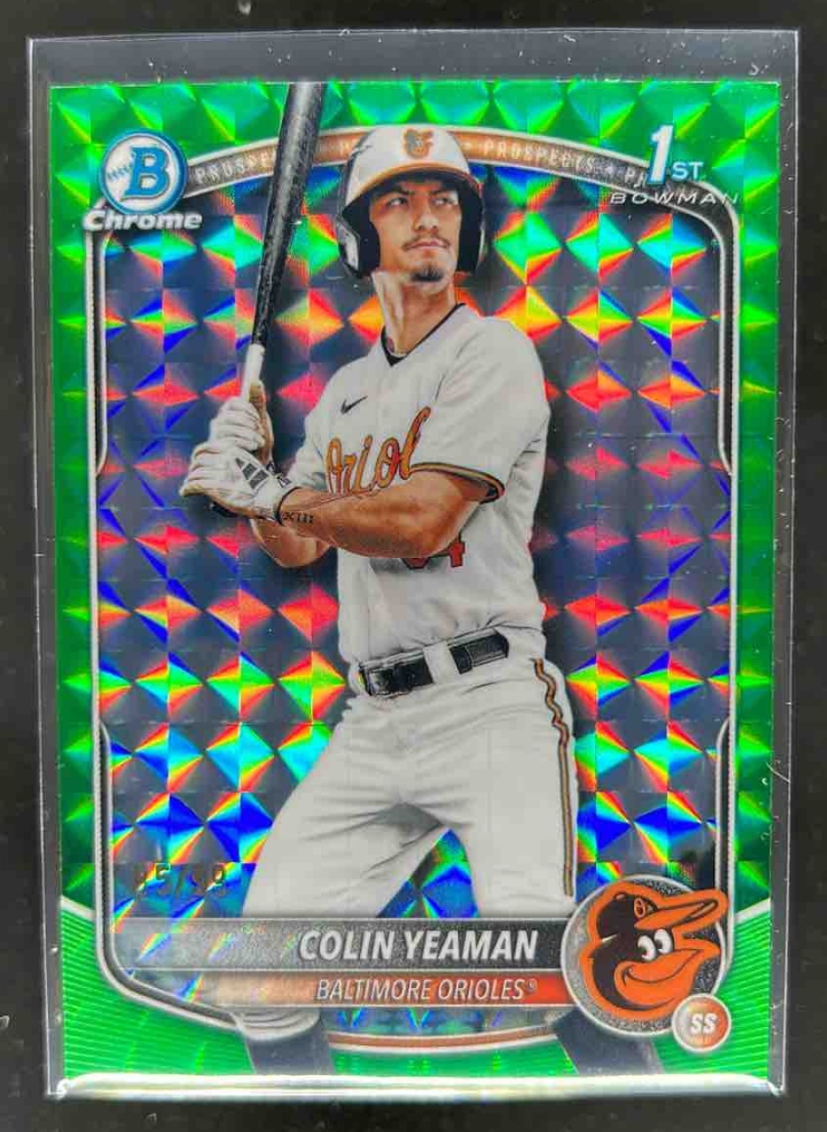 Card image for Colin Yeaman 2025 Bowman Draft Chrome Green Geometric Refractor /99