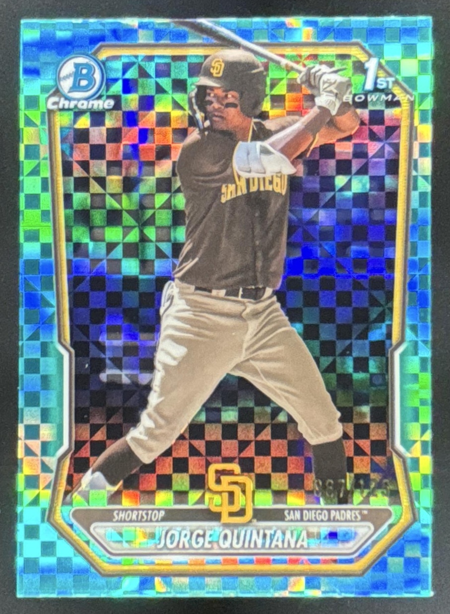 Card image for Jorge Quintana 2026 Bowman Aqua X-Fractor /125 Chrome Prospects San Diego Padres