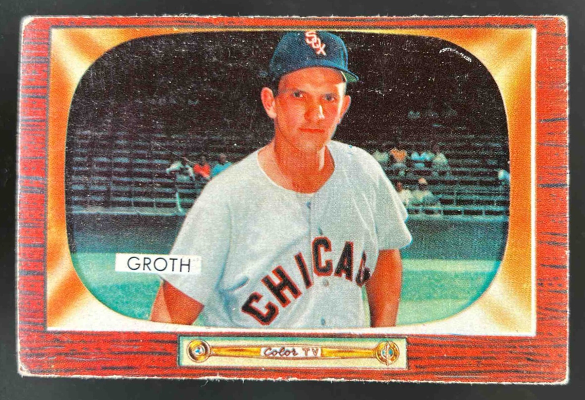 Card image for 1955 BOWMAN BASEBALL JOHNNY GROTH #117 CHICAGO WHITE SOX