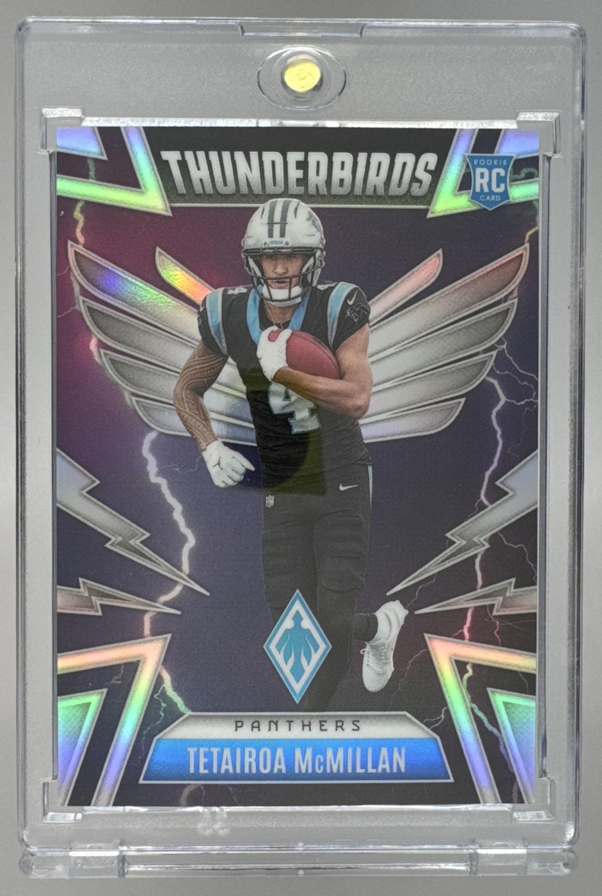 Card image for 2025 Panini Phoenix Tetairoa McMillan Thunderbirds #7 RC Panthers