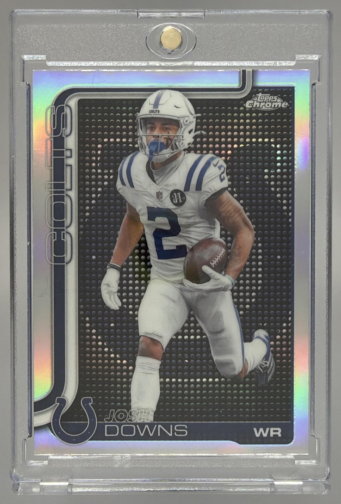 Card image for 2025 Topps Chrome Josh Downs Lightboard Logo Variation #127 Colts